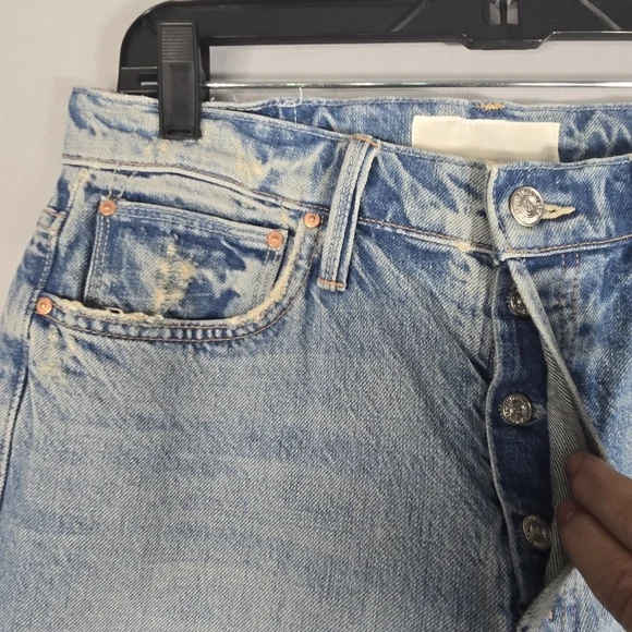 Mother High Waisted Hiker Hover Chew Jean Size 29 High Rise Patches Button Fly - Picture 9 of 16